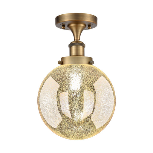 Innovations Beacon 8in 1-Light Semi-Flush Mount | Art Nouveau Industrial Brushed Brass and Mercury Glass | Entryway & Hallway | 8 | Model 616-1F-BB-G208-8