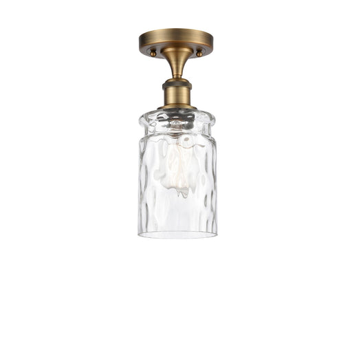 Innovations Candor 5in 1-Light Semi-Flush Mount | Industrial Brushed Brass Steel and Clear Waterglass Frosted Glass | Damp-Rated | Model 616-1F-BB-G352