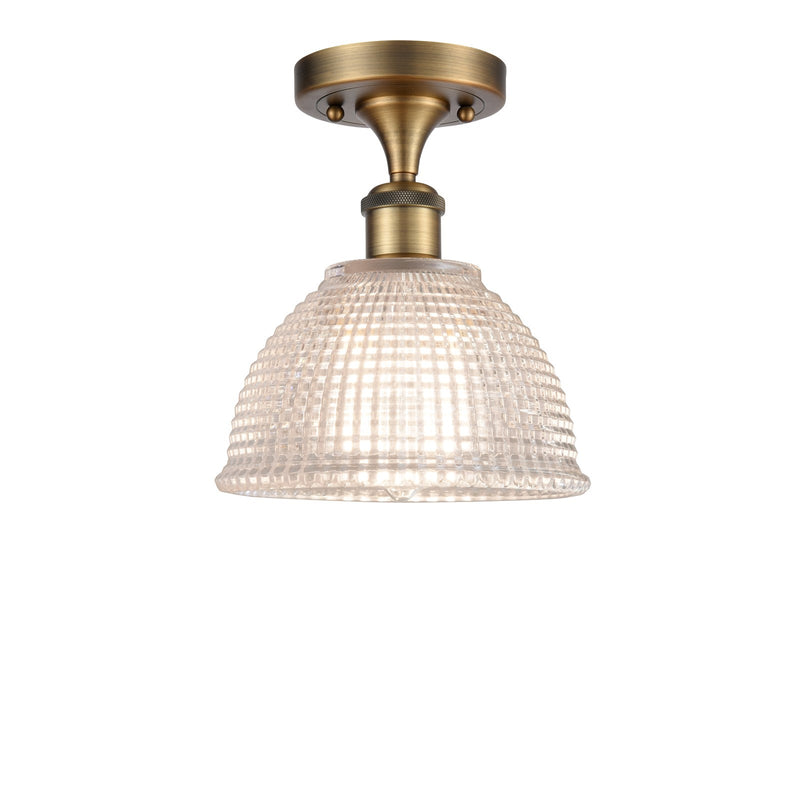 Innovations Arietta 8in 1-Light Semi-Flush Mount | Industrial Brushed Brass Steel and Clear Glass | Entryway & Hallway | 8 x 10 in | Model 616-1F-BB-G422