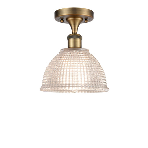 Innovations Arietta 8in 1-Light Semi-Flush Mount | Industrial Brushed Brass Steel and Clear Glass | Entryway & Hallway | 8 x 10 in | Model 616-1F-BB-G422