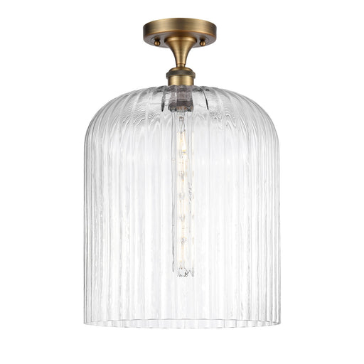 Innovations Bridal Veil 5in 1-Light Semi-Flush Mount | Art Nouveau Brushed Brass Steel and Clear Ribbed Glass | Damp-Rated | Model 616-1F-BB-G559-12CL
