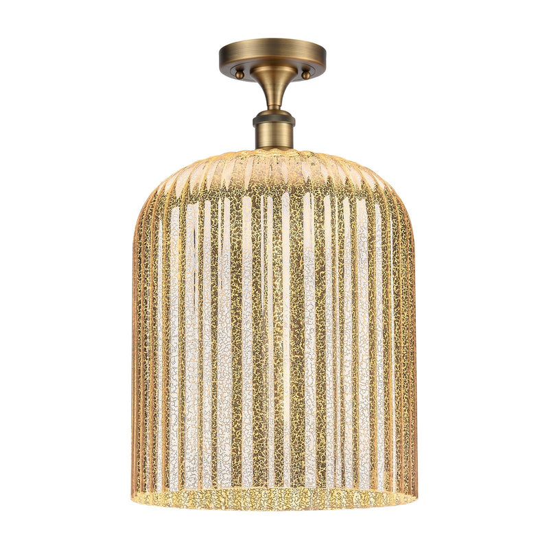 Innovations Bridal Veil 5in 1-Light Semi-Flush | Art Nouveau Industrial Brushed Brass and Mercury Ribbed Glass | Entryway & | Model 616-1F-BB-G559-12ME