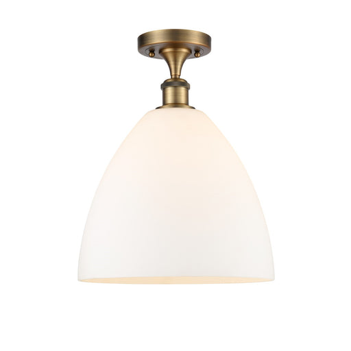 Innovations Bristol 12in 1-Light Semi-Flush Mount | Industrial Brushed Brass Steel and Matte White Glass | Kitchen & Hallway | Model 616-1F-BB-GBD-121
