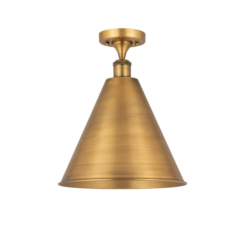 Innovations Berkshire 16in 1-Light Semi-Flush Mount | Industrial Brushed Brass Steel and Brushed Brass Metal Shade | Entryway | Model 616-1F-BB-MBC-16-BB