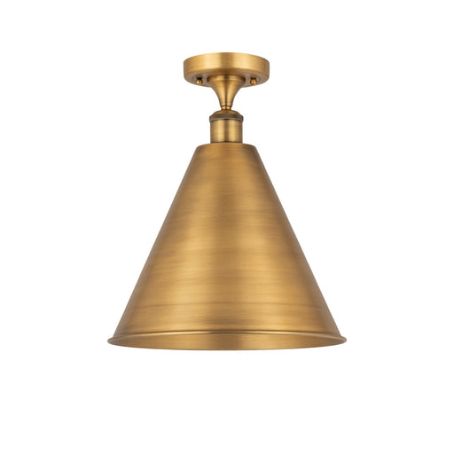 Innovations Berkshire 16in 1-Light Semi-Flush Mount | Industrial Brushed Brass Steel and Brushed Brass Metal Shade | Entryway | Model 616-1F-BB-MBC-16-BB