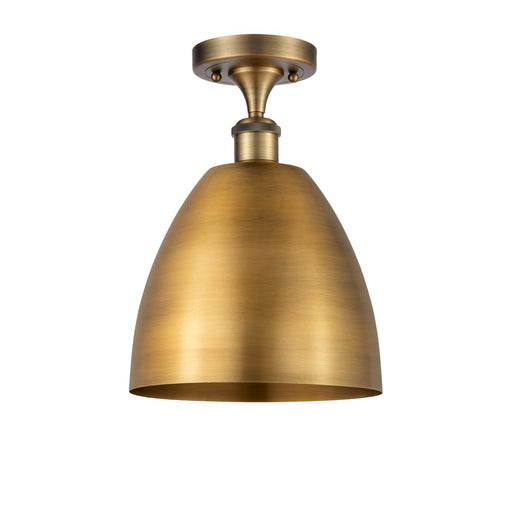 Innovations Bristol 9in 1-Light Semi-Flush Mount | Industrial Farmhouse Brushed Brass Steel and Brushed Brass Metal Shade | Model 616-1F-BB-MBD-9-BB