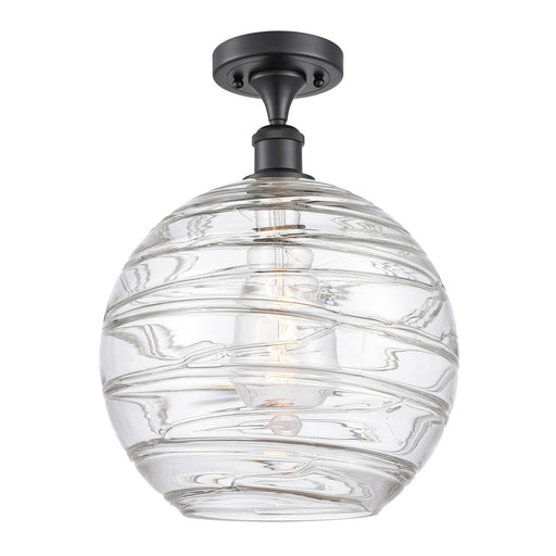 Innovations Athens Deco Swirl 12in 1-Light Semi-Flush Mount | Industrial Matte Black Steel and Clear Glass | Entryway & | Model 616-1F-BK-G1213-12CL