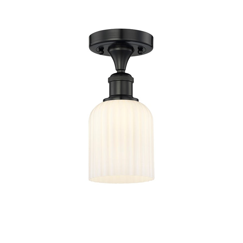 Innovations Edison Bridal Veil 1Lt 5" Semi-Flush, BK/GW - 616-1F-BK-G559-5GWH
