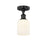 Innovations Edison Bridal Veil 1Lt 5" Semi-Flush, BK/GW - 616-1F-BK-G559-5GWH