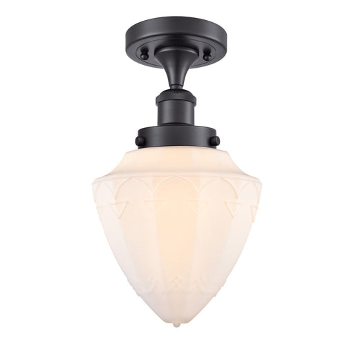 Innovations Bullet 6in 1-Light Semi-Flush Mount | Industrial Matte Black Steel and Matte White Frosted Glass | Hallway & Entryway | Model 616-1F-BK-G661-7