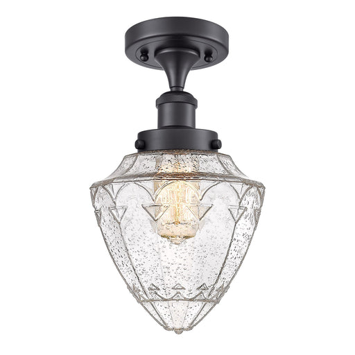 Innovations Lighting Bullet 6in 1-Light Semi-Flush Mount | Industrial Matte Black Steel and Seedy Glass | Kitchen & Hallway | 6 x | Model 616-1F-BK-G664-7