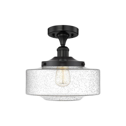 Innovations Bridgeton 12in 1-Light Semi-Flush Mount | Traditional Matte Black Steel and Seedy Glass | Entryway & Hallway | 11.75 | Model 616-1F-BK-G694-12