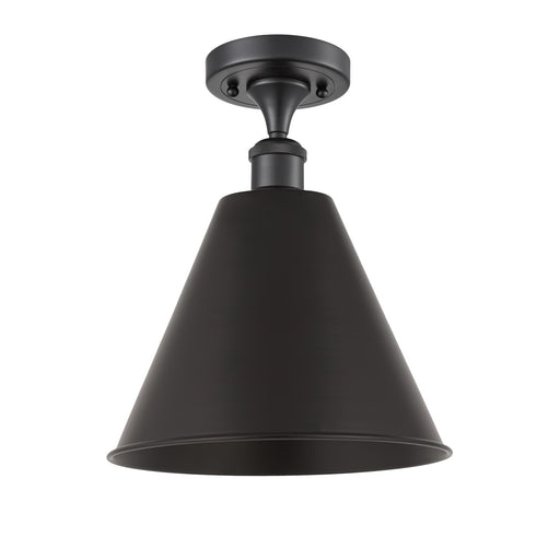 Innovations Berkshire Metal 12in 1-Light Semi-Flush Mount | Industrial Farmhouse Matte Black Steel and Cast Brass with Matte | Model 616-1F-BK-MBC-12-BK
