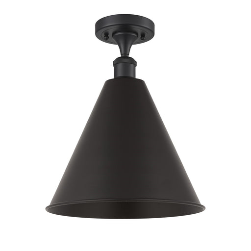 Innovations Berkshire Metal 16in 1-Light Semi-Flush Mount | Industrial Farmhouse Matte Black Steel and Cast Brass with Matte | Model 616-1F-BK-MBC-16-BK