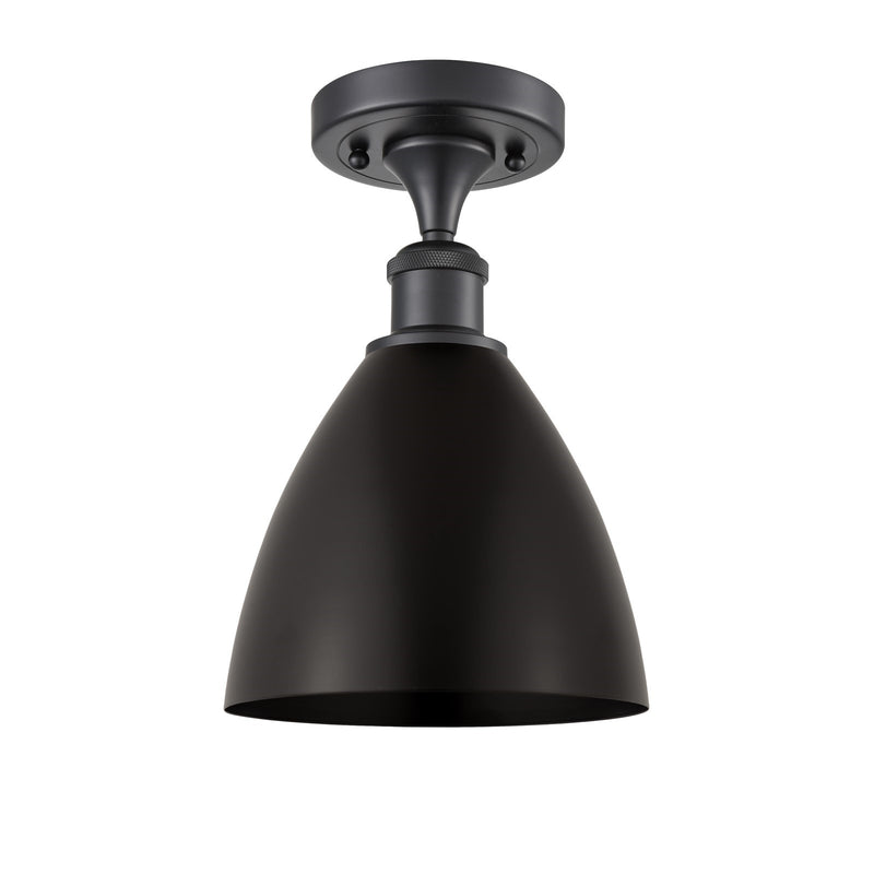 Innovations Bristol 8in 1-Light Semi-Flush Mount | Industrial Matte Black Steel and Matte Black Metal Shade | Entryway & | Model 616-1F-BK-MBD-75-BK
