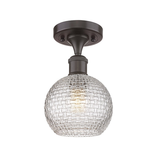 Innovations Athens 6in 1-Light Semi-Flush Mount | Modern Farmhouse Oil Rubbed Bronze Steel and Clear Basket Weave Glass | Model 616-1F-OB-G122C-6CL