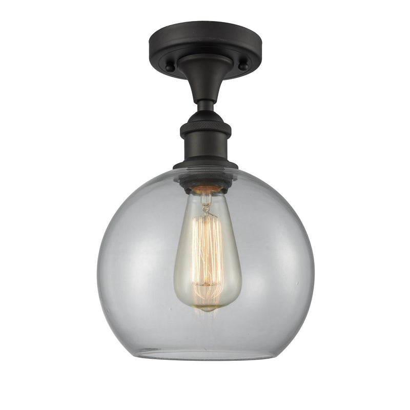 Innovations Athens 8in 1-Light Semi-Flush Mount | Modern Farmhouse Oil Rubbed Bronze Steel and Clear Basket Weave Glass | Model 616-1F-OB-G122C-8CL