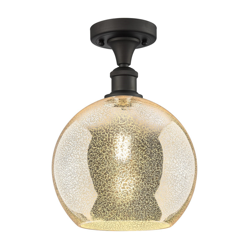Innovations Athens 10in 1-Light Semi-Flush Mount | Industrial Oil Rubbed Bronze Steel and Mercury Glass | Hallway & Entryway | Model 616-1F-OB-G128-10
