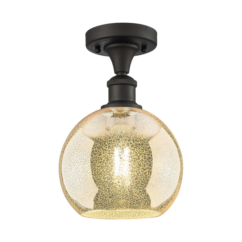 Innovations Athens 8in 1-Light Semi-Flush Mount | Industrial Oil Rubbed Bronze Steel and Mercury Glass | Entryway & Hallway | 8 x | Model 616-1F-OB-G128-8