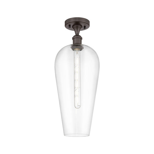 Innovations Chelsea 8in 1-Light Semi-Flush Mount | Industrial Oil Rubbed Bronze Steel and Clear Glass | Damp-Rated Hallway & | Model 616-1F-OB-G456-8CL