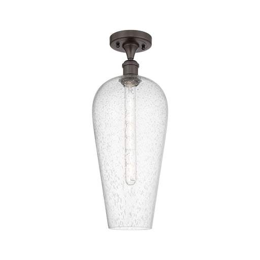 Innovations Chelsea 8in 1-Light Semi-Flush Mount | Industrial Oil Rubbed Bronze Steel and Seedy Glass | Entryway & Hallway | 8 | Model 616-1F-OB-G456-8SDY