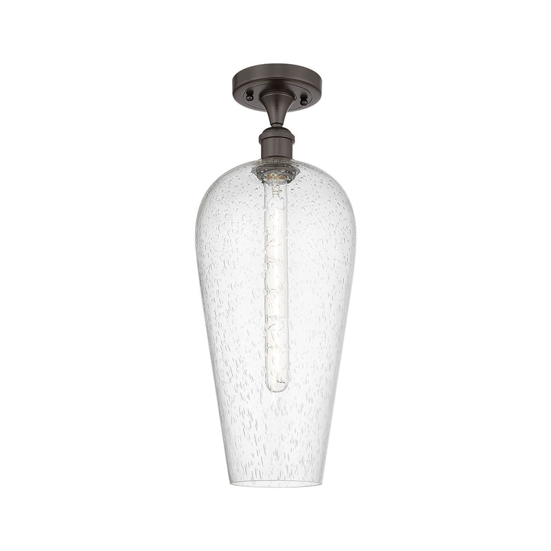 Innovations Chelsea 8in 1-Light Semi-Flush Mount | Industrial Oil Rubbed Bronze Steel and Seedy Glass | Entryway & Hallway | 8 | Model 616-1F-OB-G456-8SDY