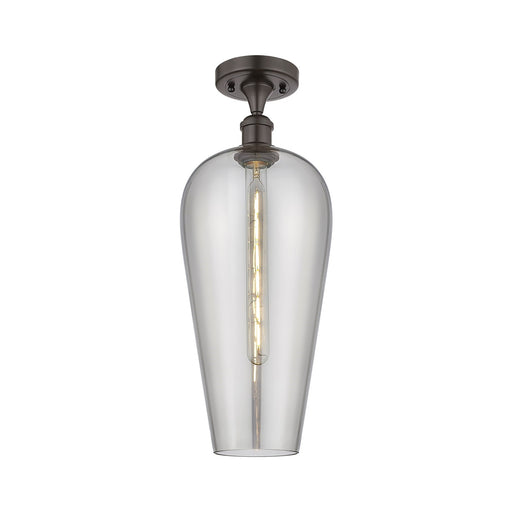 Innovations Chelsea 8in 1-Light Semi-Flush Mount | Industrial Oil Rubbed Bronze Steel and Light Smoke Glass | Damp-Rated | Model 616-1F-OB-G456-8SM