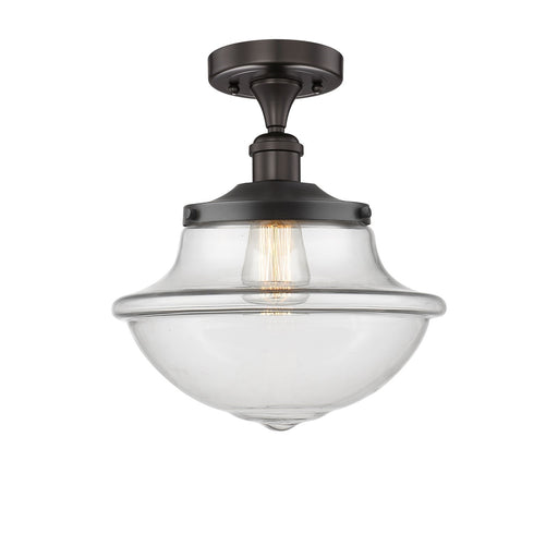 Innovations Oxford 12in 1-Light Semi-Flush Mount | Industrial Oil Rubbed Bronze Steel and Clear Glass | Entryway & Hallway | 11.75 | Model 616-1F-OB-G542