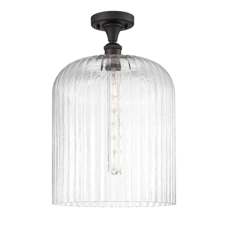 Innovations Bridal Veil 5in 1-Light Semi-Flush Mount | Art Nouveau Oil Rubbed Bronze Steel and Clear Ribbed Glass | Entryway & | Model 616-1F-OB-G559-12CL