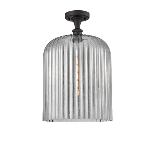 Innovations Bridal Veil 5in 1-Light Semi-Flush Mount | Art Nouveau Industrial Oil Rubbed Bronze and Light Smoke Ribbed Glass | Model 616-1F-OB-G559-12SM