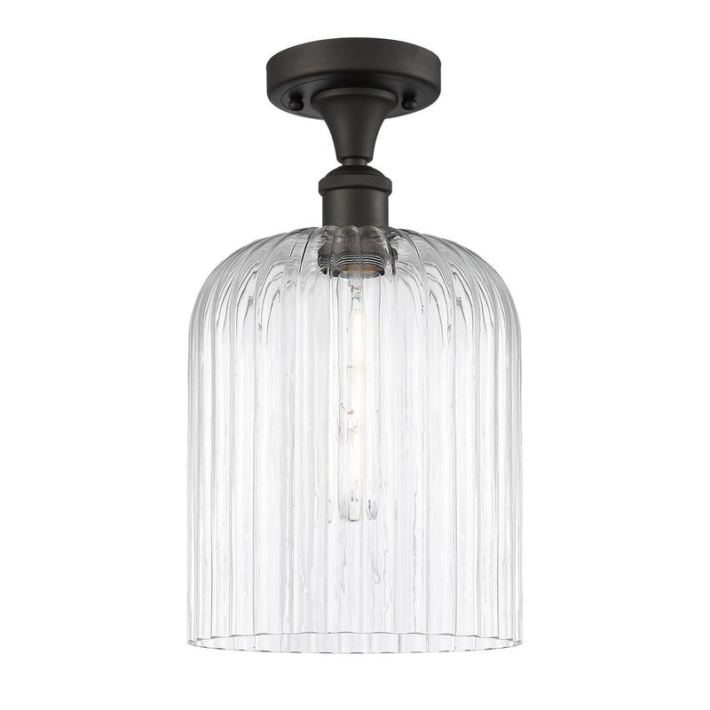Innovations Bridal Veil 5in 1-Light Semi-Flush Mount | Art Nouveau Industrial Oil Rubbed Bronze Steel and Clear Ribbed Glass | Model 616-1F-OB-G559-8CL