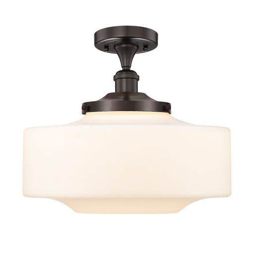 Innovations Bridgeton 12in 1-Light Semi-Flush Mount | Traditional Oil Rubbed Bronze Steel and Matte White Frosted Glass | Model 616-1F-OB-G691-16