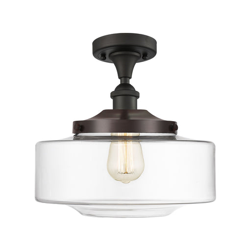 Innovations Bridgeton 12in 1-Light Semi-Flush Mount | Traditional Oil Rubbed Bronze Steel and Clear Glass | Hallway & Bathroom | Model 616-1F-OB-G692-12