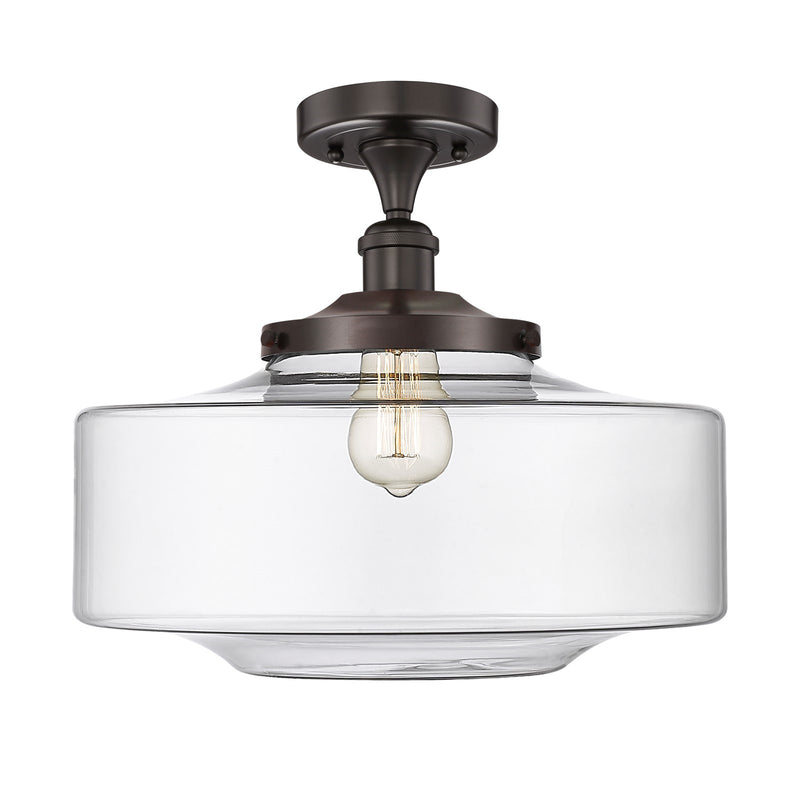 Innovations Bridgeton 16in 1-Light Semi-Flush Mount | Traditional Oil Rubbed Bronze Steel and Clear Glass | Entryway & Hallway | Model 616-1F-OB-G692-16