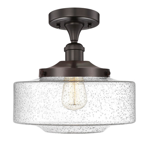 Innovations Bridgeton 12in 1-Light Semi-Flush Mount | Traditional Oil Rubbed Bronze Steel and Seedy Schoolhouse Glass | Entryway | Model 616-1F-OB-G694-12