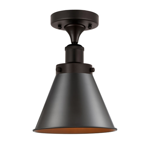 Innovations Appalachian 8in 1-Light Semi-Flush Mount | Industrial Oil Rubbed Bronze Steel and Cast Brass with Oil Rubbed Bronze | Model 616-1F-OB-M13-OB