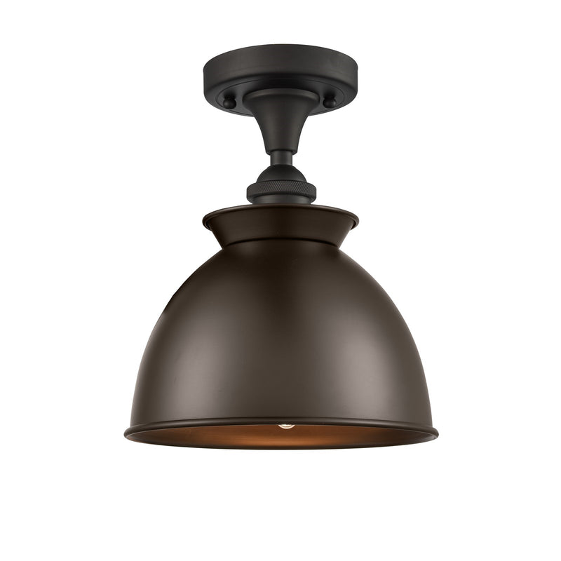 Innovations Adirondack 8.25in 1-Light Semi-Flush Mount | Industrial Oil Rubbed Bronze Steel and Cast Brass with Oil Rubbed Bronze | Model 616-1F-OB-M14-OB