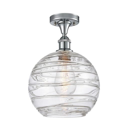 Innovations Athens Deco Swirl 10in 1-Light Semi-Flush Mount | Industrial Modern Polished Chrome and Clear Deco Swirl Glass | Model 616-1F-PC-G1213-10CL