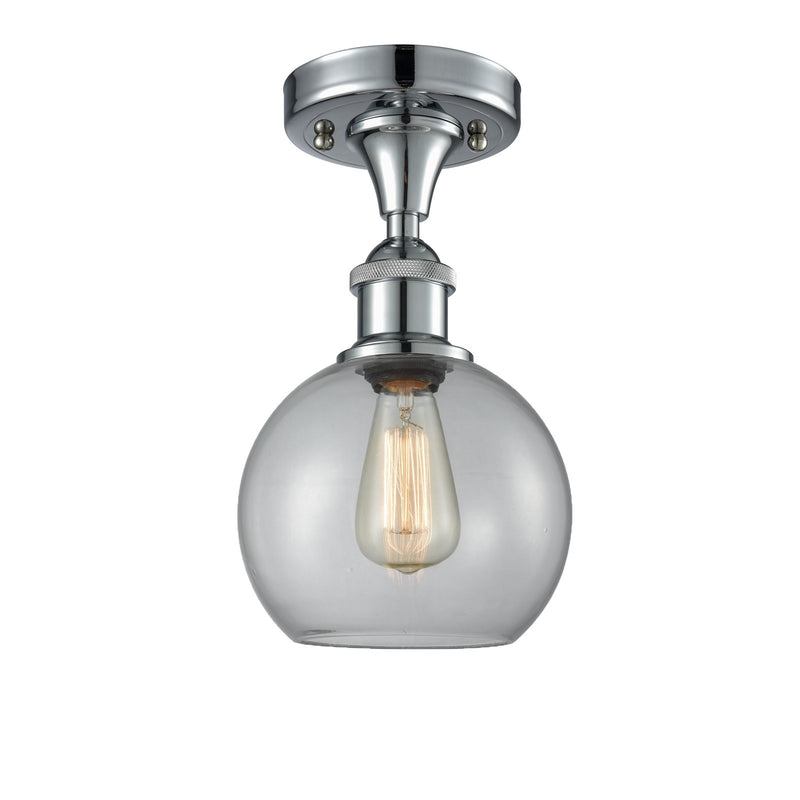Innovations Athens 8in 1-Light Semi-Flush Mount | Modern Farmhouse Polished Chrome and Clear Basket Weave Glass | Entryway & | Model 616-1F-PC-G122C-8CL