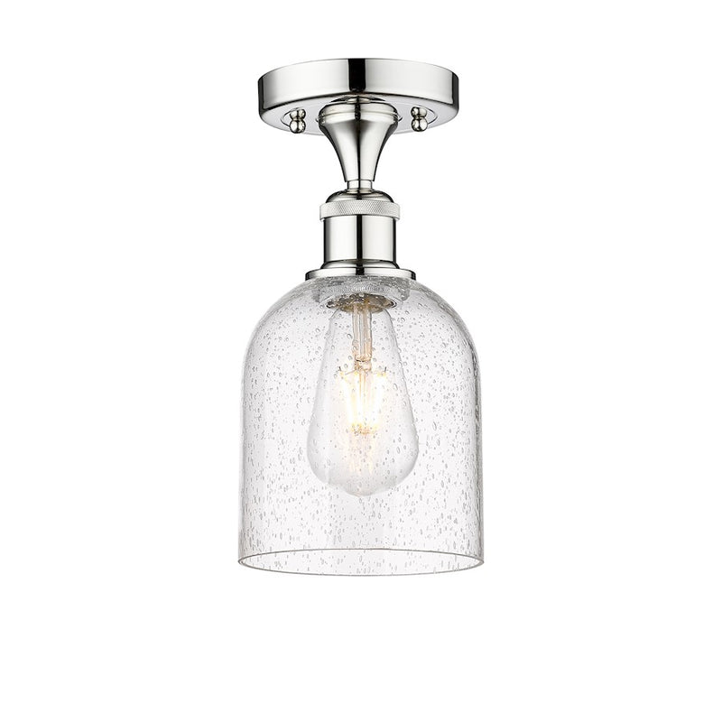 Innovations Bella 6in 1-Light Semi-Flush Mount | Industrial Polished Chrome Steel and Seedy Glass | Entryway & Hallway | Model 616-1F-PC-G558-6SDY