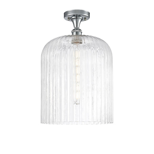 Innovations Bridal Veil 5in 1-Light Semi-Flush Mount | Art Nouveau Polished Chrome and Clear Ribbed Glass | Damp-Rated | Model 616-1F-PC-G559-12CL