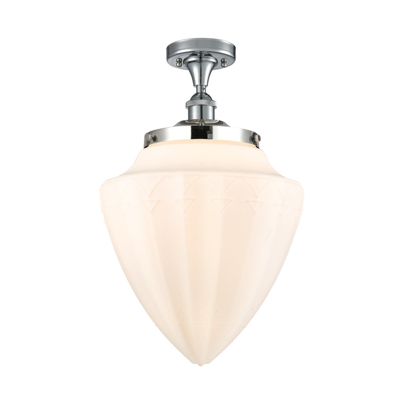 Innovations Bridgeton 12in 1-Light Semi-Flush Mount | Traditional Polished Chrome and Matte White Frosted Glass | Entryway & | Model 616-1F-PC-G661-12