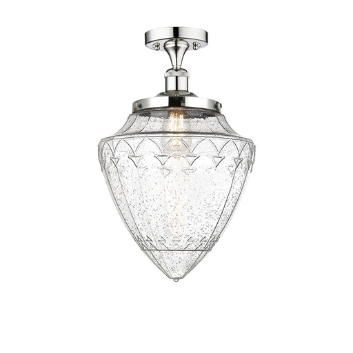 Innovations Bridgeton 12in 1-Light Semi-Flush Mount | Traditional Polished Chrome Steel and Seedy Glass | Entryway & Hallway | Model 616-1F-PC-G664-12