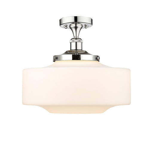Innovations Bridgeton 16in 1-Light Semi-Flush Mount | Traditional Polished Chrome and Matte White Frosted Glass | Entryway & | Model 616-1F-PC-G691-16