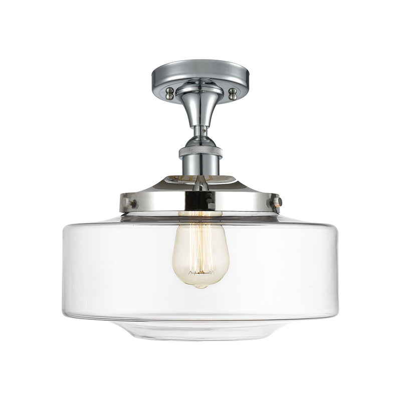 Innovations Bridgeton 12in 1-Light Semi-Flush Mount | Traditional Polished Chrome Steel and Clear Glass | Bathroom & Hallway | Model 616-1F-PC-G692-12