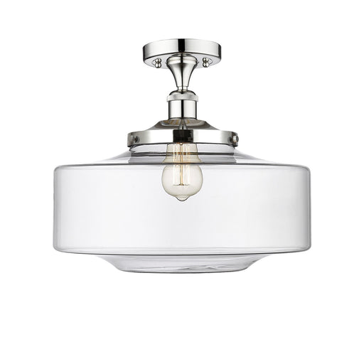 Innovations Bridgeton 16in 1-Light Semi-Flush Mount | Traditional Polished Chrome Steel and Clear Glass | Entryway & Hallway | Model 616-1F-PC-G692-16