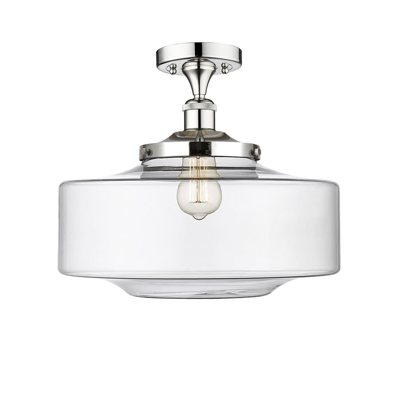 Innovations Bridgeton 16in 1-Light Semi-Flush Mount | Traditional Polished Chrome Steel and Clear Glass | Entryway & Hallway | Model 616-1F-PC-G692-16