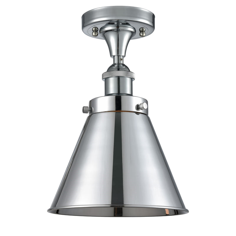 Innovations Appalachian 8in 1-Light Semi-Flush Mount | Traditional Industrial Polished Chrome Steel and Cast Brass Metal Cone | Model 616-1F-PC-M13-PC