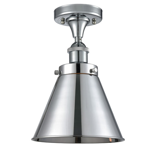 Innovations Appalachian 8in 1-Light Semi-Flush Mount | Traditional Industrial Polished Chrome Steel and Cast Brass Metal Cone | Model 616-1F-PC-M13-PC