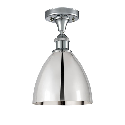 Innovations Bristol 8in 1-Light Semi-Flush | Industrial Farmhouse Polished Chrome Steel and Cast Brass | Damp-Rated Hallway & | Model 616-1F-PC-MBD-75-PC